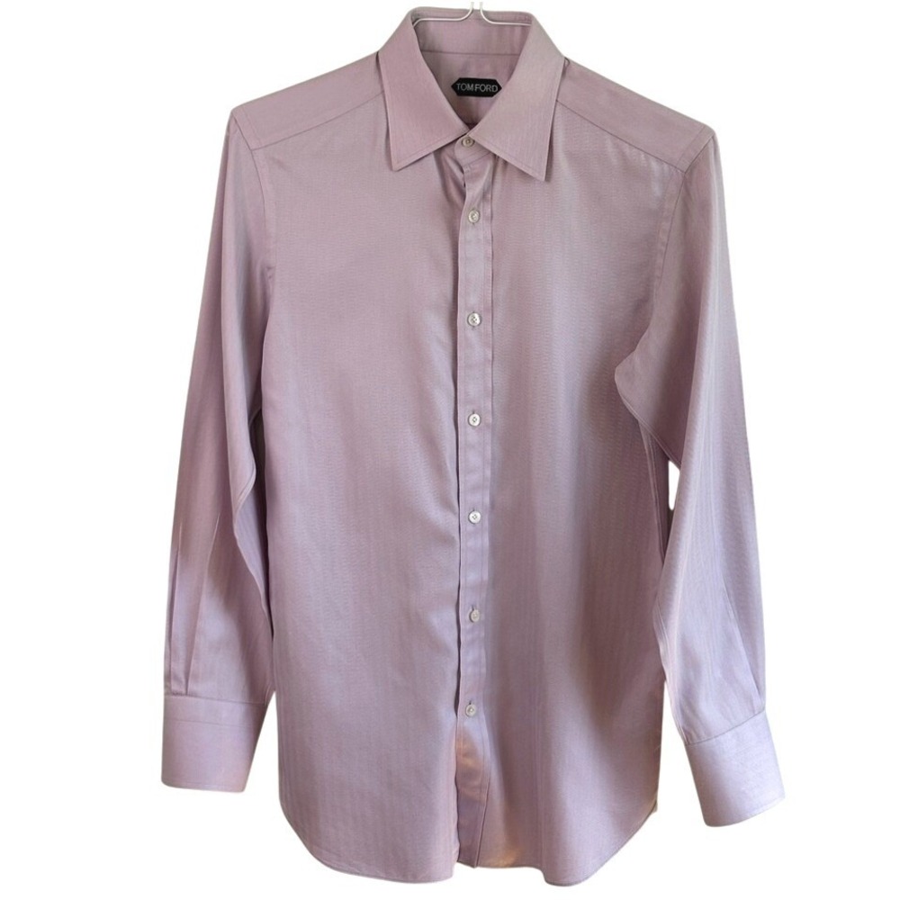 Tom Ford Dress Shirt Very Slim Cut Light Purple Mens 15.5 39 Herringbone Cotton